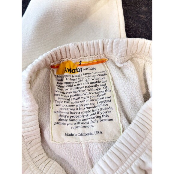 Aviator Nation Cream Track Pants with Rainbow Detail - Picture 4 of 12